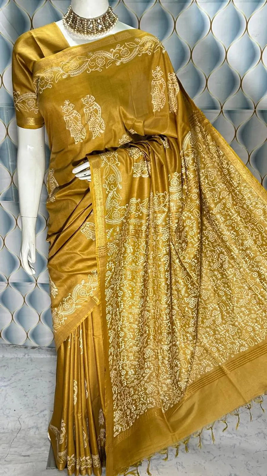 Hand Block Printed Pure Katan Silk Saree – Timeless Artistry in Every Thread